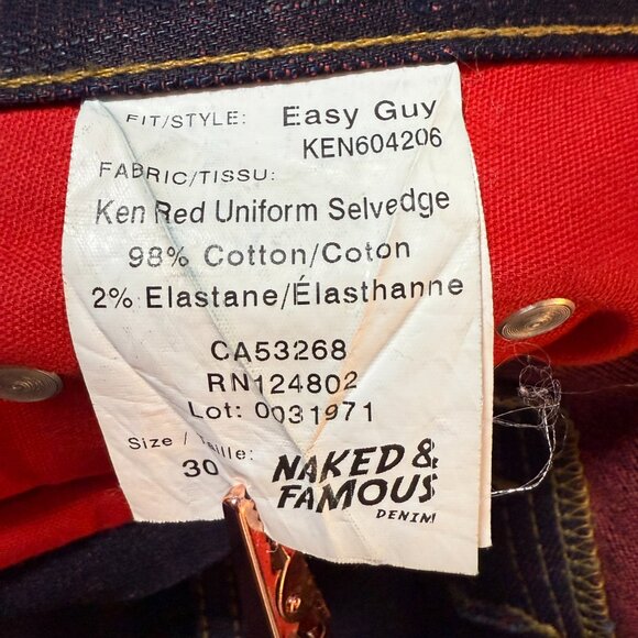 Street Fighter x Naked & Famous Ken Shoryuken Selvedge denim jeans size 30 Easy - Picture 9 of 16